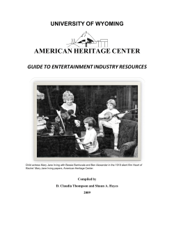 Guide to Entertainment History Collections