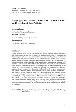 Language Controversy and its Impacts on Politics of Pakistan