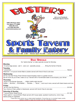 DAILY SPECIALS Monday Tuesday Wednesday Thursday Friday