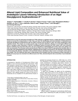 Altered Lipid Composition and Enhanced Nutritional