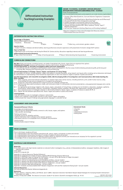 Differentiated Instruction Teaching/Learning Examples