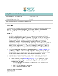 Policy Title: Student FICA Tax Exemption