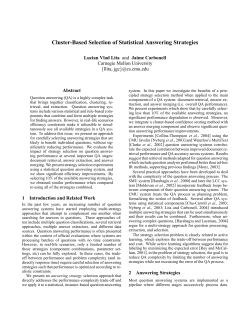 Cluster-Based Selection of Statistical Answering Strategies