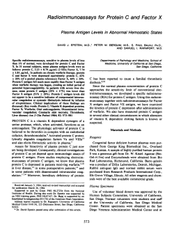 Radioimmunoassays for Protein C and Factor X