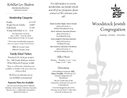 Membership Categories - Woodstock Jewish Congregation