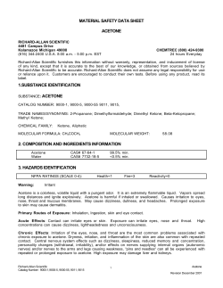 material safety data sheet acetone 1.substance identification