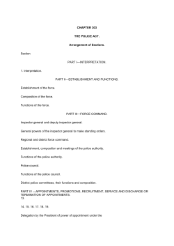 CHAPTER 303 THE POLICE ACT. Arrangement of Sections. Section