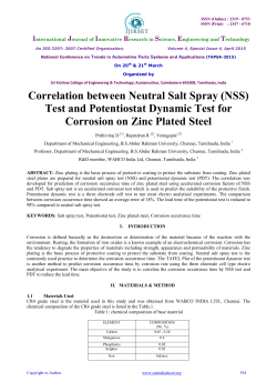 Correlation between Neutral Salt Spray (NSS) Test and