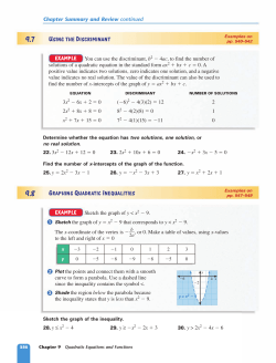 EXAMPLE EXAMPLE USING THE DISCRIMINANT GRAPHING