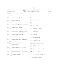 Algebraic Properties