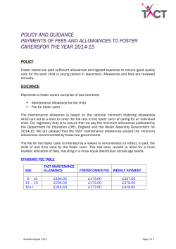 Policy and guidance - Payments of Fees and Allowances to Foster
