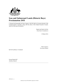 Seas and Submerged Lands (Historic Bays) Proclamation 2016