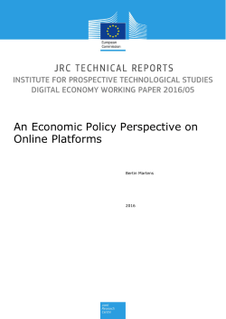 An Economic Policy Perspective on Online Platforms