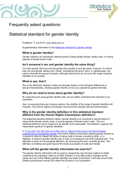 Frequently asked questions: Statistical Standard for Gender Identity