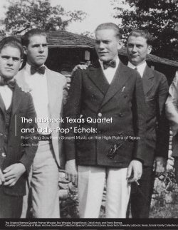 The Lubbock Texas Quartet and Odis &ldquo;Pop&rdquo; Echols: The Lubbock