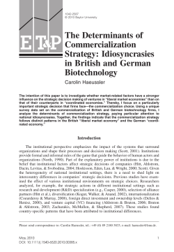 The Determinants of Commercialization Strategy: Idiosyncrasies in
