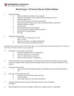 David Gergen`s 20 General Tips for Political Debates