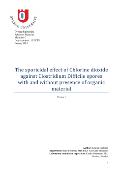 The sporicidal effect of Chlorine dioxide against Clostridium Difficile