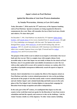 Japan`s attack on Pearl Harbour ignited the liberation of Asia from