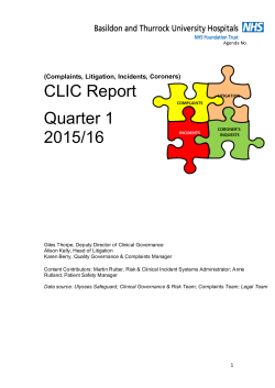CLIC Report Quarter 1 2015/16 - Basildon and Thurrock University