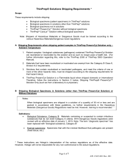 Shipping Requirements and Recommendations for ThinPrep