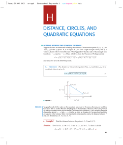 distance, circles, and quadratic equations