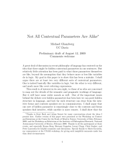 Not All Contextual Parameters Are Alike