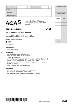 A-level Applied Science Question paper Unit 05 - Choosing
