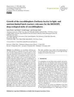 Growth of the coccolithophore Emiliania huxleyi in