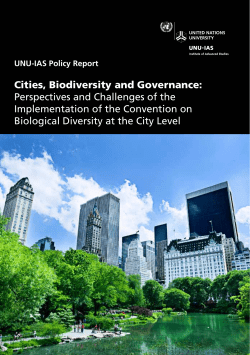 Cities, Biodiversity and Governance: Perspectives and Challenges