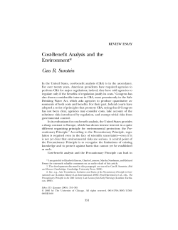 Cost-Benefit Analysis and the Environment* Cass R. Sunstein