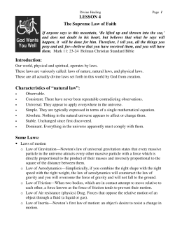 LESSON 4 The Supreme Law of Faith Introduction: Characteristics