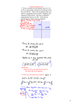 1 5. Write a formula for the distance from A(1,5) to P(x,y) and another