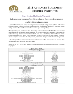 2011 ADVANCED PLACEMENT SUMMER INSTITUTES New