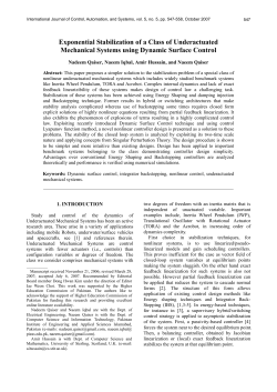 Exponential Stabilization of a Class of Underactuated