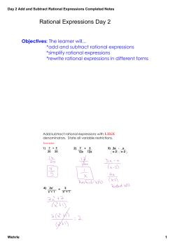 Day 2 Add and Subtract Rational Expressions Completed Notes