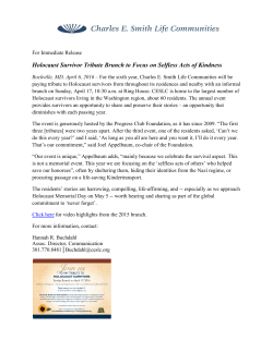 Holocaust Survivor Tribute Brunch to Focus on Selfless Acts of