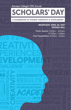 Scholars` Day 2017 Program - Ramapo College of New Jersey