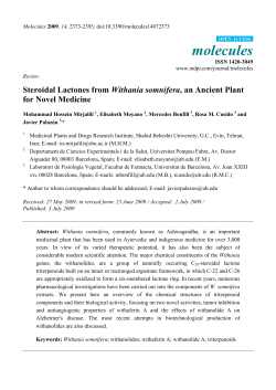 Steroidal Lactones from Withania somnifera, an Ancient Plant for