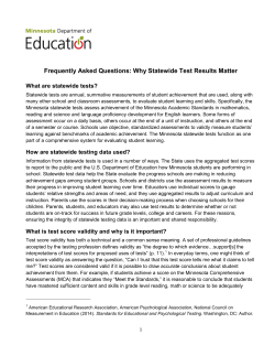 Frequently Asked Questions: Why Statewide Test Results