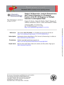Sclerosis Cerebrospinal Fluid Feature of the B Cell Response in