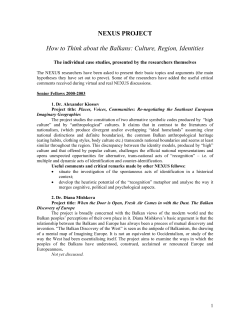 NEXUS PROJECT How to Think about the Balkans: Culture, Region