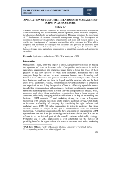 application of customer relationship management (crm) in agriculture