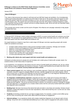 St Mungo`s evidence to the NICE Public Health Advisory Committee