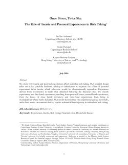 Once bitten, twice shy: The role of inertia and personal experiences