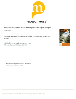 Irony as a Way of Life: Svevo, Kierkegaard, and Psychoanalysis