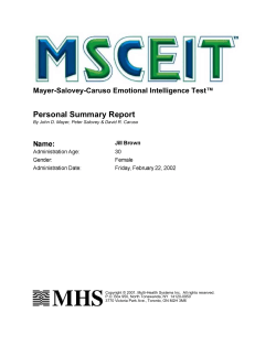 Personal Summary Report