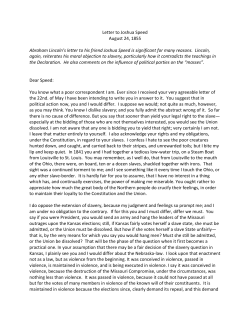 Abraham Lincoln - Letter to Joshua Speed