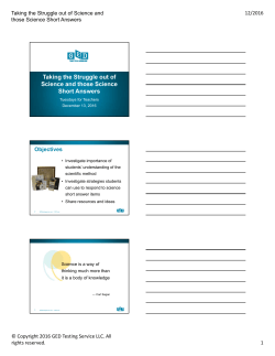 the Science Short Answer Webinar Slides