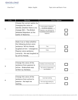 S.No Question Answer Options 1 Change the voice of the sentence